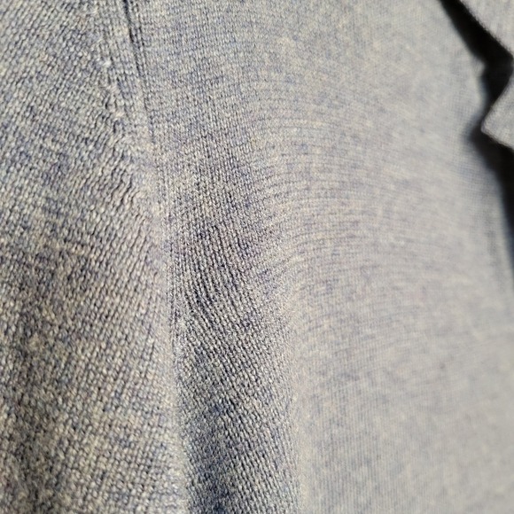 Vintage 80s Merino Wool Button Front Cardigan Sweater Blue Collared Knit Top M - Picture 7 of 10